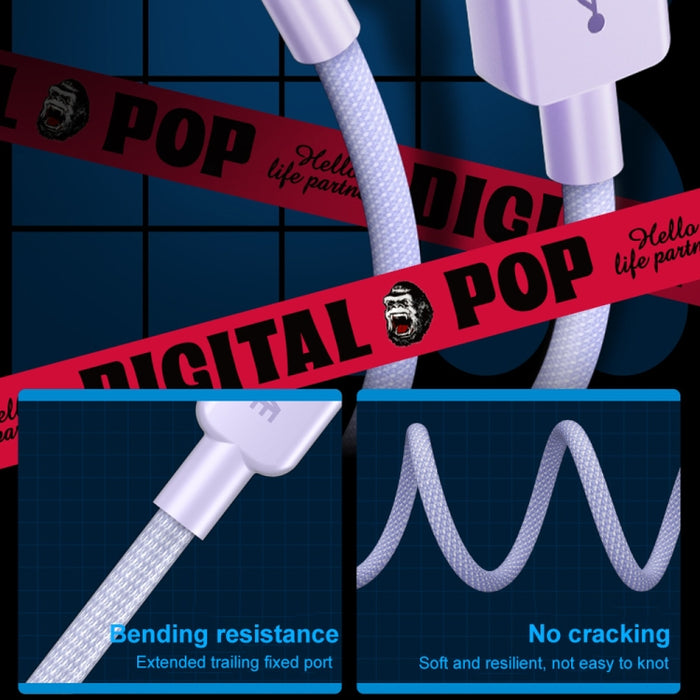 WEKOME WDC-03 Tidal Energy Series 2.4A USB a cable de datos trenzado de 8 pines, longitud: 1 m
