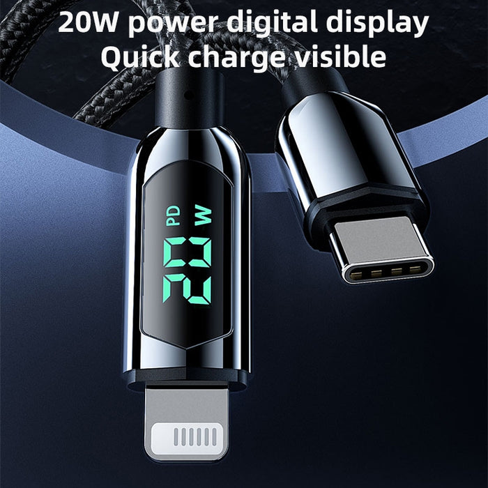 Mutural Li-CC001 1.2m PD20W Pantalla digital USB-C / Tipo-C a cable de datos de carga de 8 pines