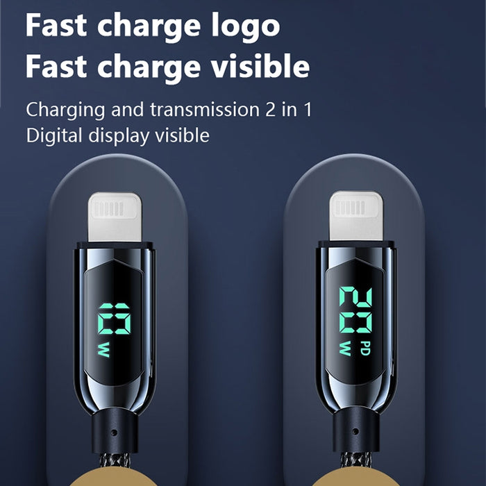 Mutural Li-CC001 1.2m PD20W Pantalla digital USB-C / Tipo-C a cable de datos de carga de 8 pines