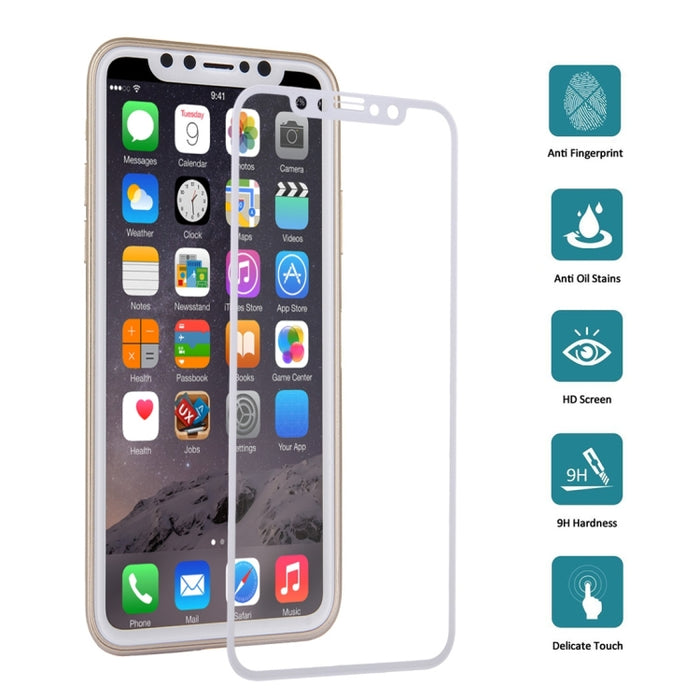 Para iPhone X 0,3 mm 9H Dureza superficial 4D Curvó el protector de pantalla de vidrio templado de pantalla completa