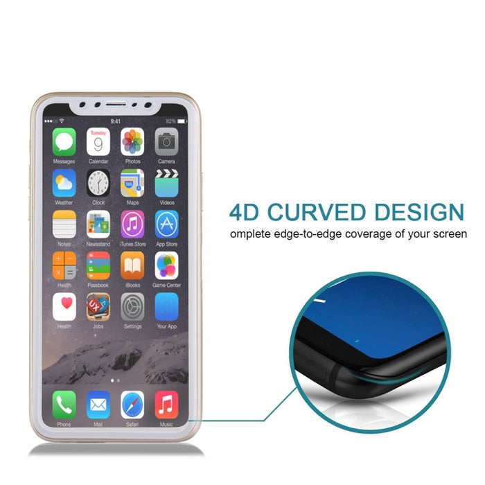 Para iPhone X 0,3 mm 9H Dureza superficial 4D Curvó el protector de pantalla de vidrio templado de pantalla completa