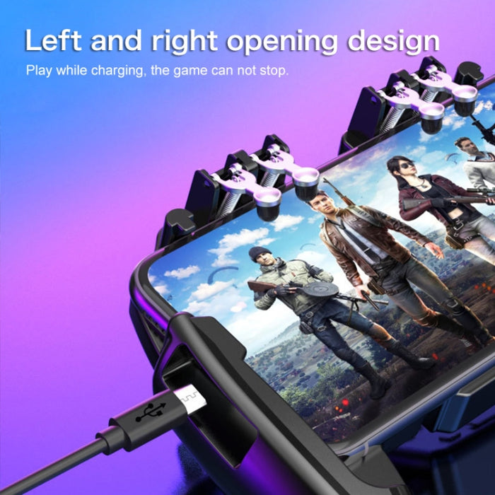 S-02 Gamepad para teléfono móvil con refrigeración por viento frío y conexión de seis dedos con soporte, adecuado para teléfonos móviles de 4,7-6,5 pulgadas