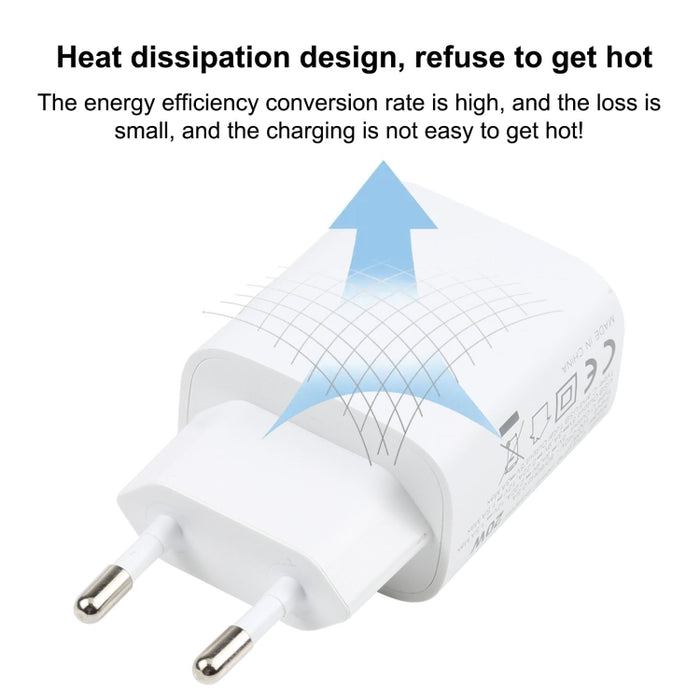 T087 20W USB-C / Type-C + Puertos USB Cargador de viaje de carga rápida, enchufe de la UE