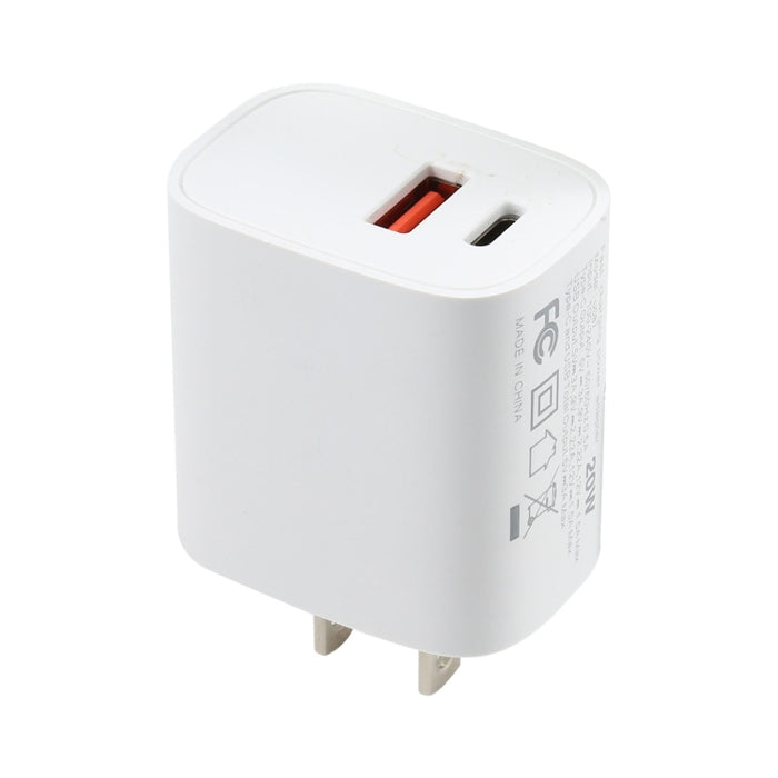 U087 20W USB-C / Type-C + Puertos USB Cargador de viaje de carga rápida, enchufe de EE. UU.