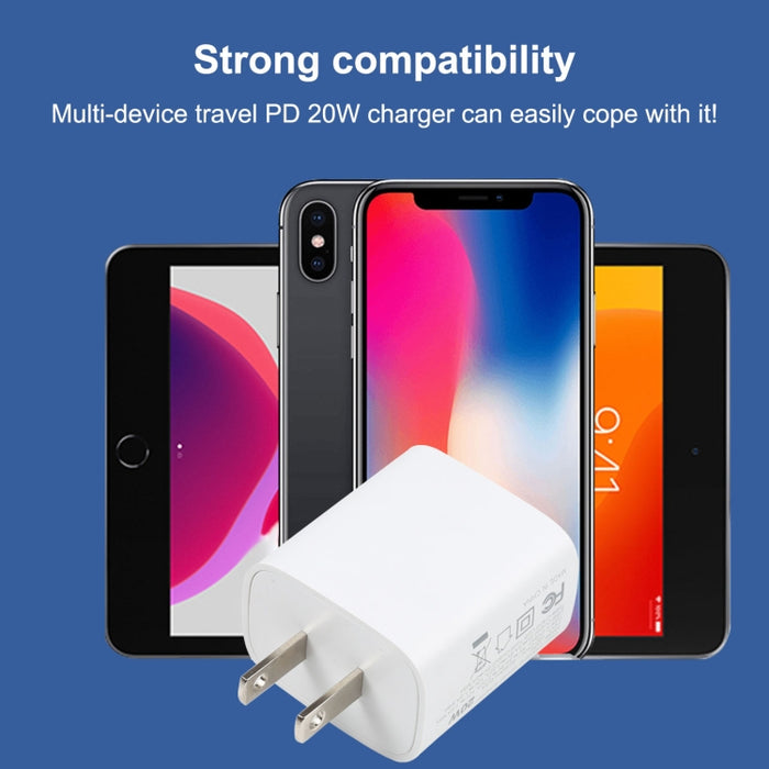 U087 20W USB-C / Type-C + Puertos USB Cargador de viaje de carga rápida, enchufe de EE. UU.
