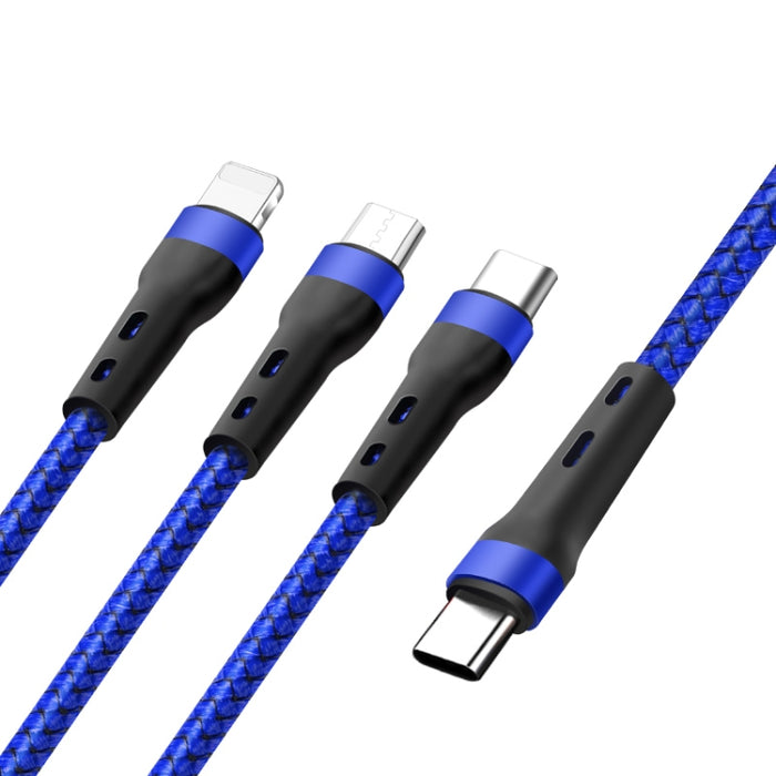 Cable de datos de carga Micro USB de 100W 6A tipo C a 8 pines + tipo C +, 1,3 m