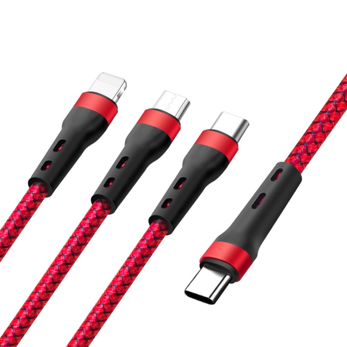 Cable de datos de carga Micro USB de 100W 6A tipo C a 8 pines + tipo C +, 1,3 m