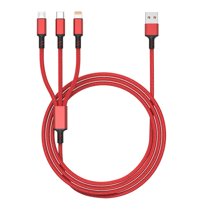 Conector naranja 3A 3 en 1 USB a tipo C / 8 pines / cable de carga rápida micro USB, longitud del cable: 1,2 m