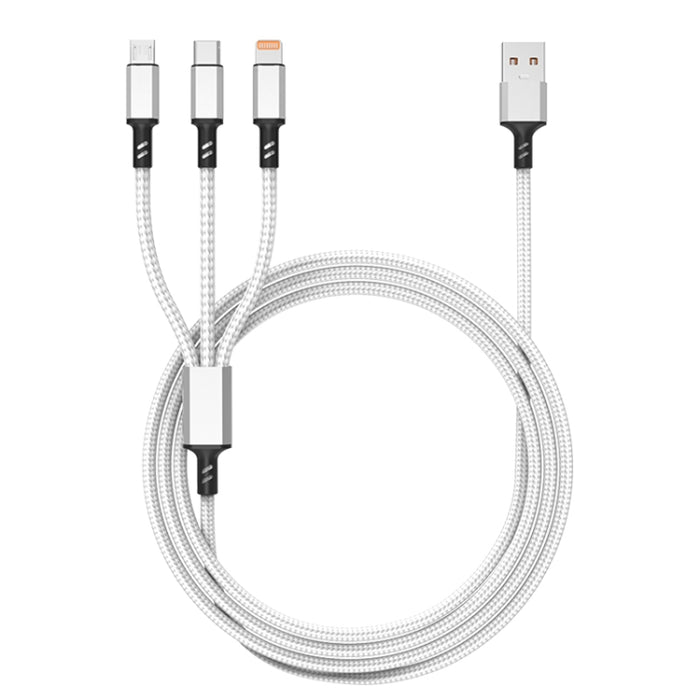 Conector naranja 3A 3 en 1 USB a tipo C / 8 pines / cable de carga rápida micro USB, longitud del cable: 1,2 m