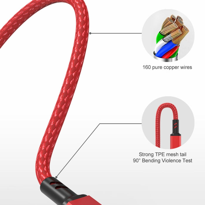 Conector naranja 3A 3 en 1 USB a tipo C / 8 pines / cable de carga rápida micro USB, longitud del cable: 1,2 m