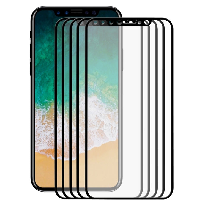 Para iPhone X 5 piezas ENKAY Hat-Prince 0,26 mm 9H Dureza superficial 2.5D Película de pantalla de vidrio templado de pantalla completa a prueba de explosiones