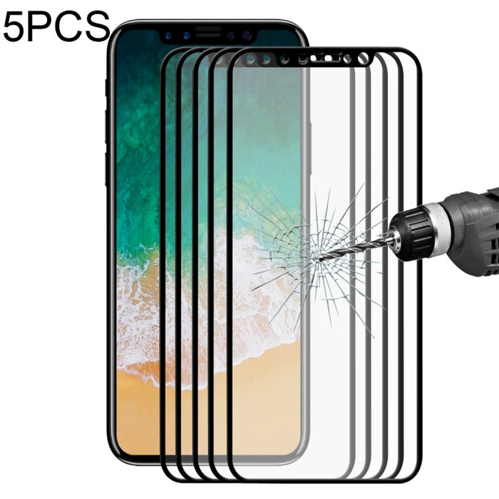 Para iPhone X 5 piezas ENKAY Hat-Prince 0,26 mm 9H Dureza superficial 2.5D Película de pantalla de vidrio templado de pantalla completa a prueba de explosiones