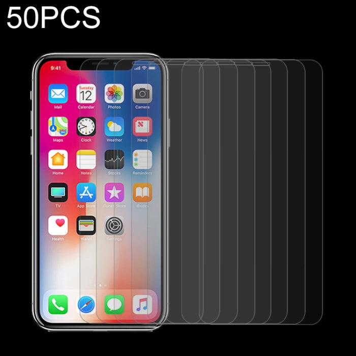 Para iPhone 11 Pro / XS / X 50 piezas 0,26 mm 9H Dureza superficial Película de pantalla de vidrio templado de pantalla no completa a prueba de explosiones