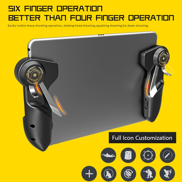 MeMo AKpad6K Snap-on Six Finger Linkage Trigger Controlador de juego de disparos de imitación para Tablet PC, un par