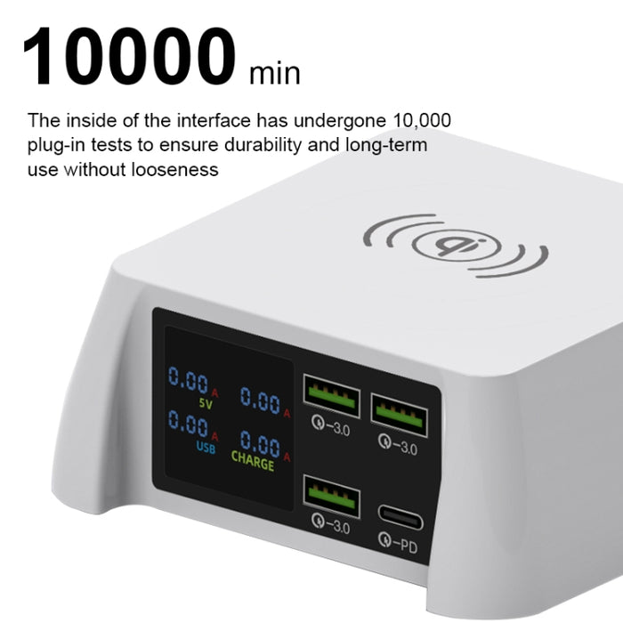 F96 100W USB x3 + PD Estación de carga de cargador inalámbrico inteligente multifunción