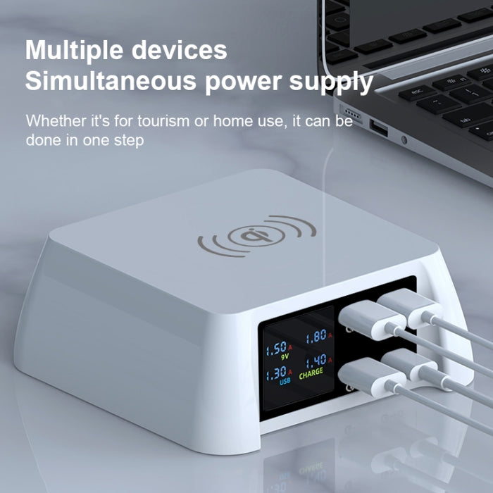 F96 100W USB x3 + PD Estación de carga de cargador inalámbrico inteligente multifunción