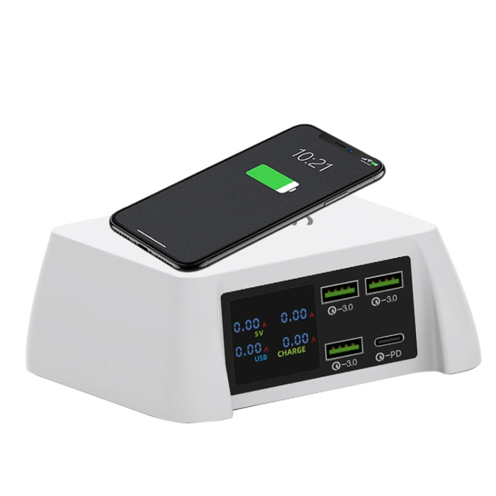 F96 100W USB x3 + PD Estación de carga de cargador inalámbrico inteligente multifunción