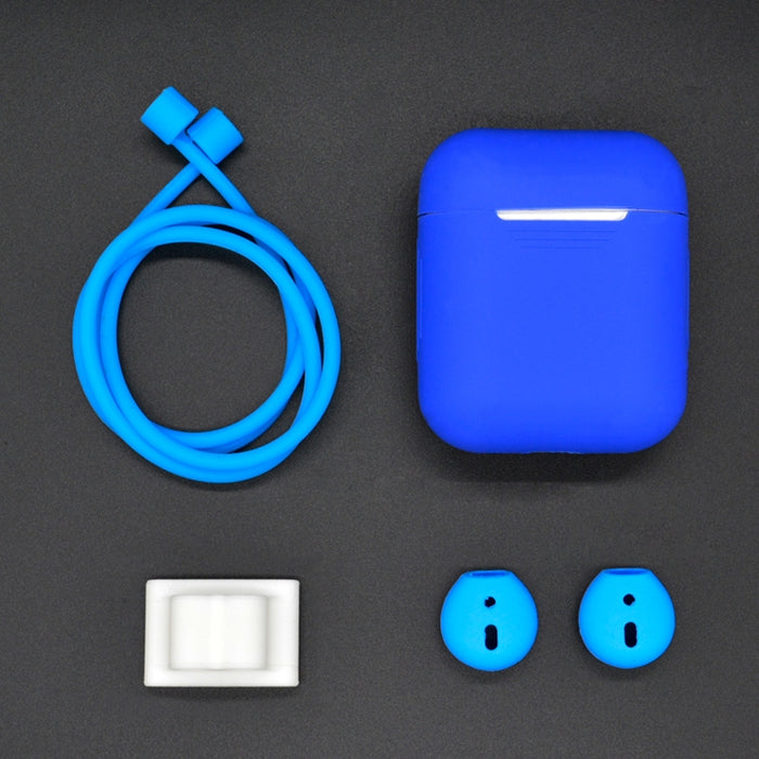 Cuerda antipérdida + Funda de silicona + Hebilla para colgar auriculares + Funda para tapones para los oídos Juego de fundas para auriculares inalámbricos Bluetooth para Apple AirPods 1/2