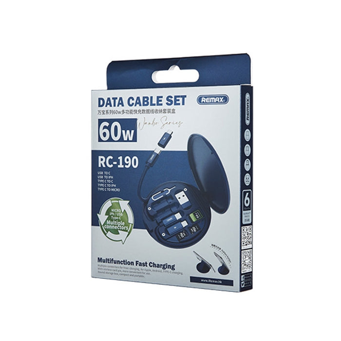 REMAX RC-190 Wanbo Series 60W Cable de carga rápida Juego de caja de almacenamiento multifunción