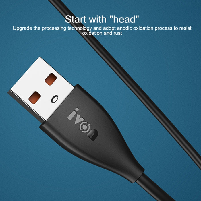 Cable de datos de carga rápida IVON CA87 USB a TPE de 8 pines, longitud del cable: 1 m