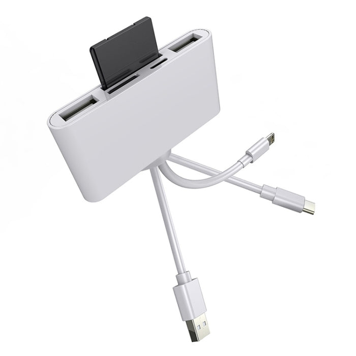 NK-1032 Pro 5 en 1 8 pines + Type-C / USB-C + USB + Tarjeta TF + Adaptador de lector de cámara multifunción de tarjeta SD