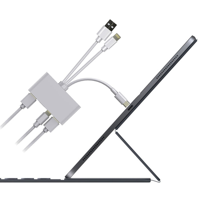 NK-1032 Pro 5 en 1 8 pines + Type-C / USB-C + USB + Tarjeta TF + Adaptador de lector de cámara multifunción de tarjeta SD