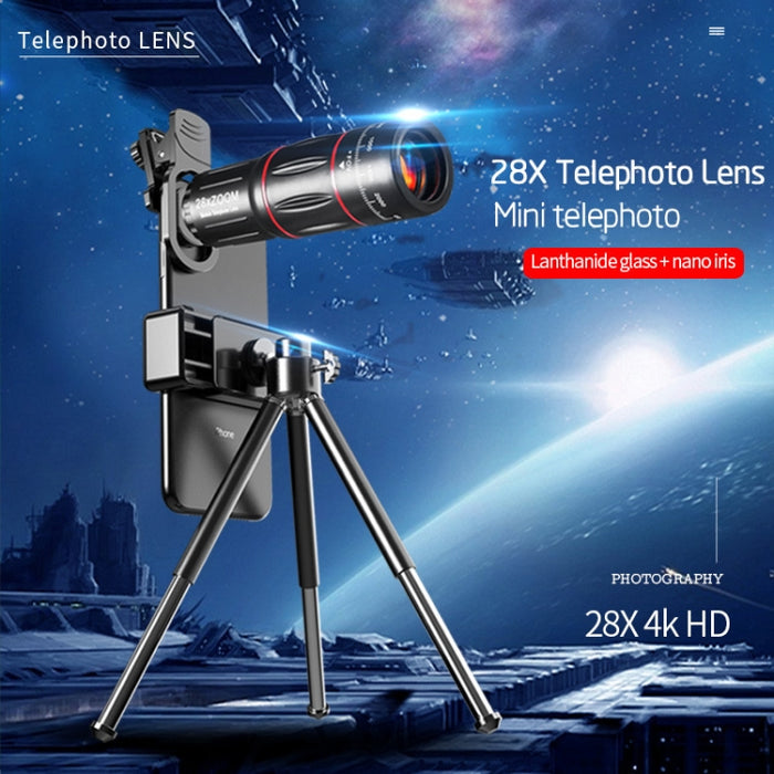 W28-QK Telescopio de lente universal para teléfono móvil 28X Juego de bolsillo grande