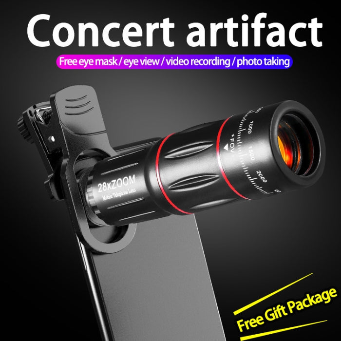 W28-QK Telescopio de lente universal para teléfono móvil 28X Juego de bolsillo grande