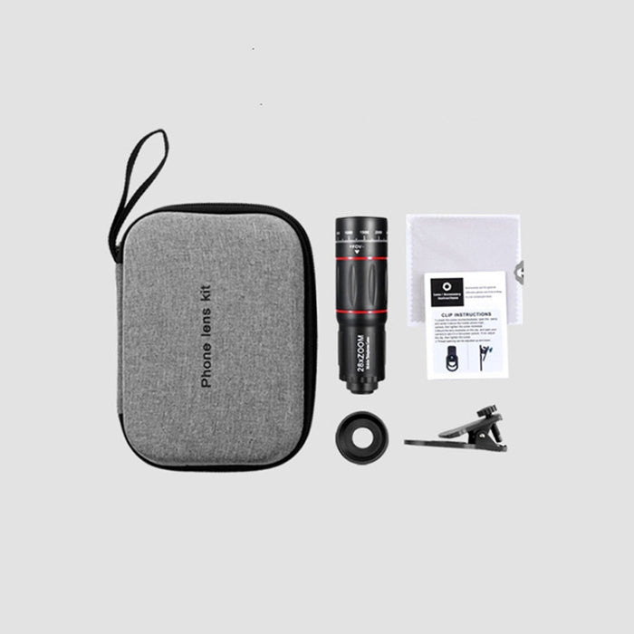 W28-QK Telescopio de lente universal para teléfono móvil 28X Juego de bolsillo grande