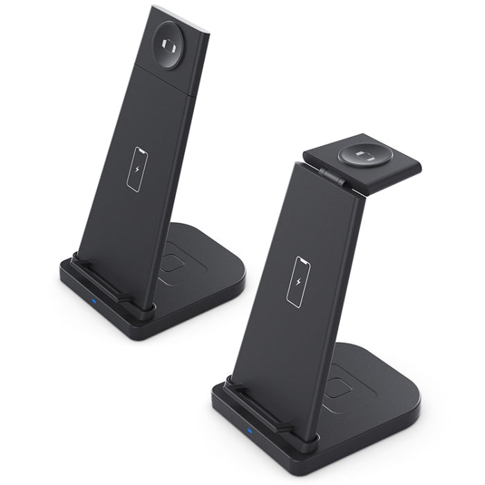 Cargador inalámbrico multifunción vertical 3 en 1 QC 3.0 de 10 W con función de soporte, adecuado para teléfonos móviles/Apple Watch/AirPods