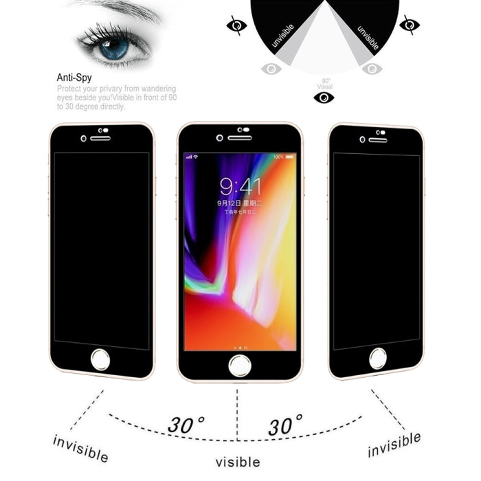 Película de vidrio templado antideslumbrante de privacidad altamente transparente 3D de 0,26 mm 9H para iPhone 8 y 7