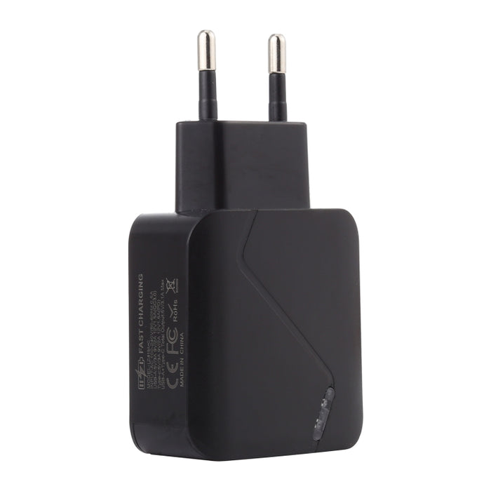 LZ-819A+C QC3.0 USB + PD 18W USB-C / Type-C Interfaces Cargador de viaje con luz indicadora, enchufe de la UE