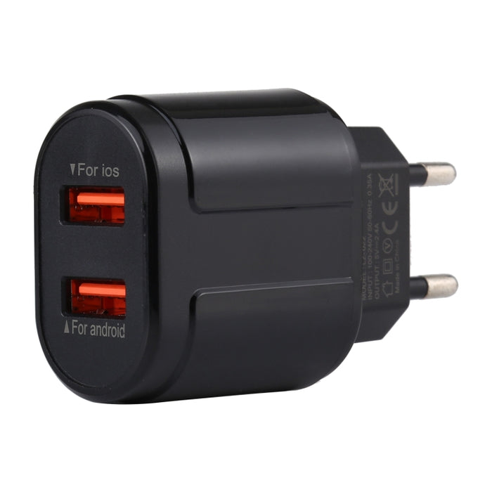 Cargador de viaje con dos puertos USB LZ-022 5V 2.4A, enchufe de la UE