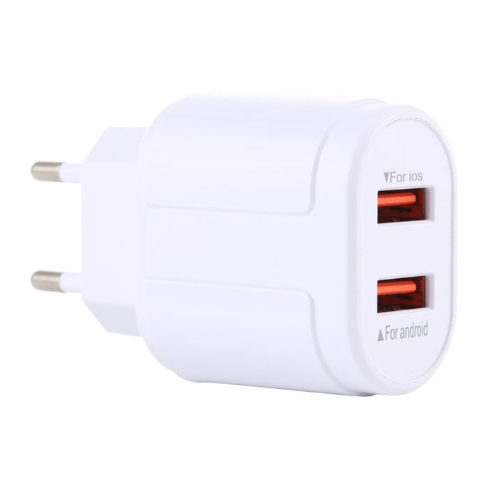 Cargador de viaje con dos puertos USB LZ-022 5V 2.4A, enchufe de la UE