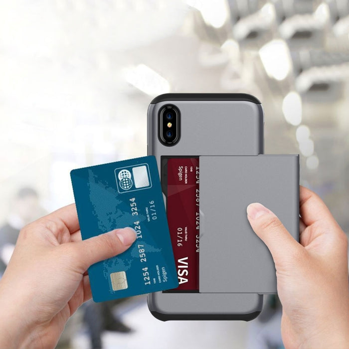 Para iPhone X / XS TPU + PC Funda protectora trasera a prueba de caídas con ranura para tarjeta