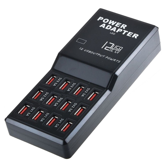 W-858 12A 12 puertos USB base de carga rápida cargador inteligente de escritorio AC100-240V, enchufe AU