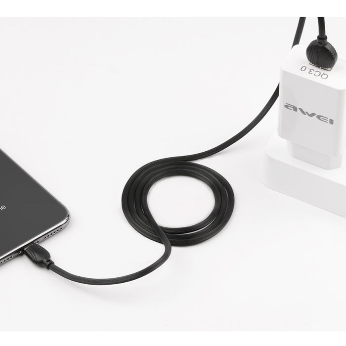 awei CL-63 2.5A Cable de datos de aleación de aluminio de carga + transmisión de 8 pines, longitud: 1 m