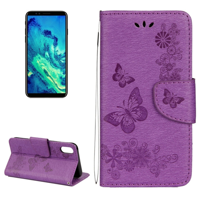 Para iPhone X / XS Funda de cuero con tapa horizontal con patrón de mariposa y flores prensadas con soporte, ranuras para tarjetas, billetera y cordón