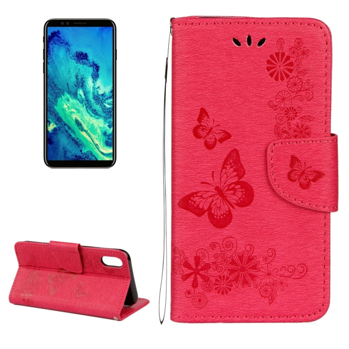 Para iPhone X / XS Funda de cuero con tapa horizontal con patrón de mariposa y flores prensadas con soporte, ranuras para tarjetas, billetera y cordón