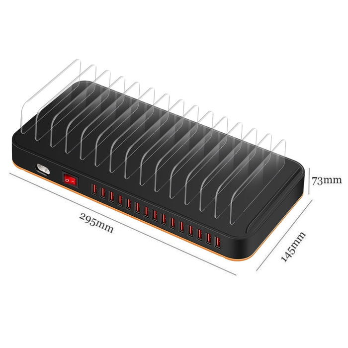 WLX-815 Cargador inteligente con base de carga rápida USB de 100 W y 15 puertos con soporte para teléfono y tableta