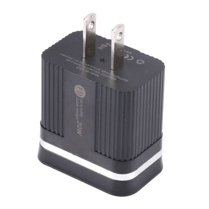 Cargador rápido multifunción USB 46-A2C2 20W PD + QC3.0, enchufe de EE. UU.