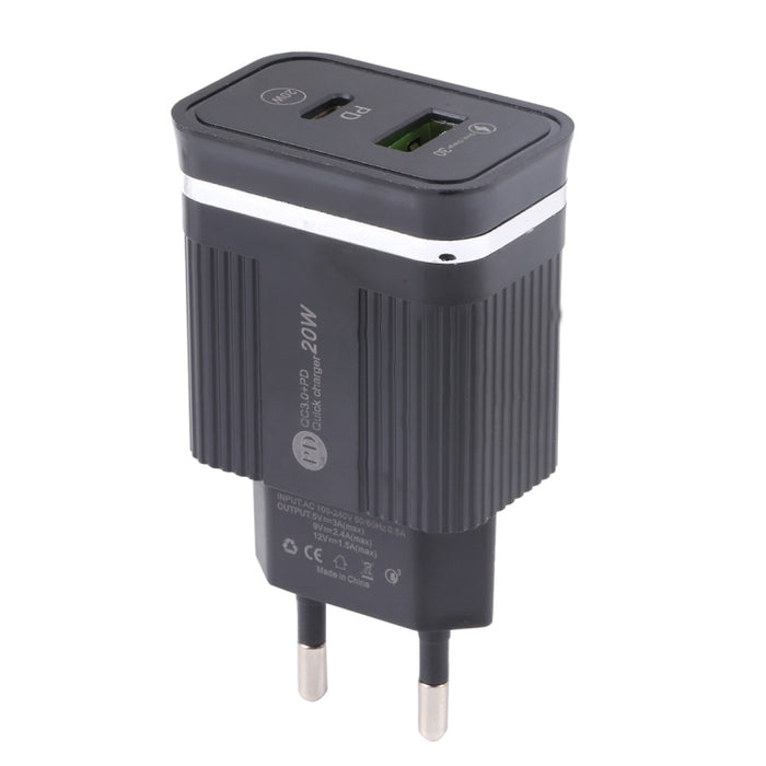 Cargador rápido multifunción USB 46-A2C2 20W PD + QC3.0, enchufe de la UE