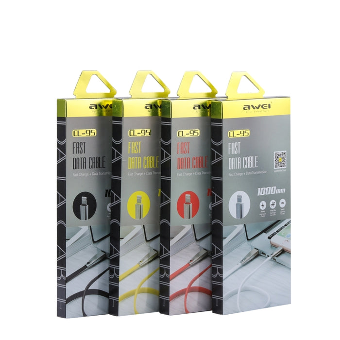 AWEI CL-95 USB a 8 pines TPE de carga rápida portátil + cable de datos de aleación de aluminio, 2 A, longitud: 1 m