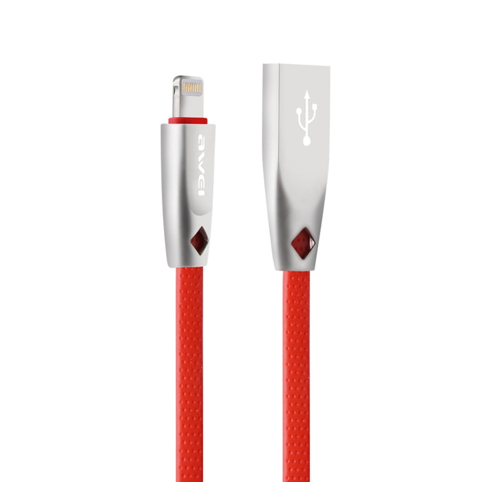 AWEI CL-95 USB a 8 pines TPE de carga rápida portátil + cable de datos de aleación de aluminio, 2 A, longitud: 1 m