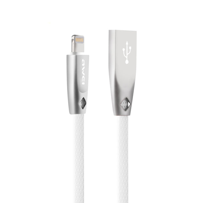 AWEI CL-95 USB a 8 pines TPE de carga rápida portátil + cable de datos de aleación de aluminio, 2 A, longitud: 1 m