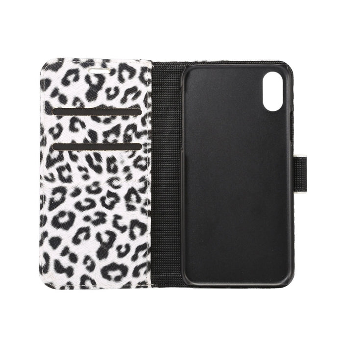 Para iPhone X Leopard Pattern PU + PC Funda protectora de cuero con tapa horizontal con soporte y ranuras para tarjetas