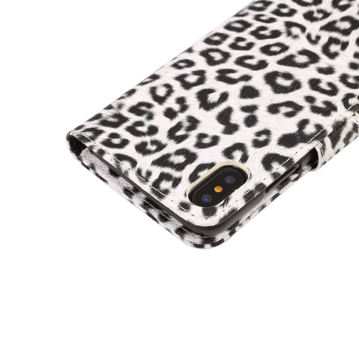 Para iPhone X Leopard Pattern PU + PC Funda protectora de cuero con tapa horizontal con soporte y ranuras para tarjetas