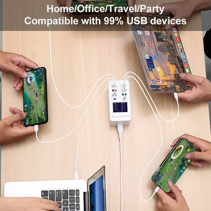 Estación de carga inteligente A8T 40W 8 puertos USB + QC3.0 + USB-C / Type-C con pantalla digital AC100-240V, enchufe AU