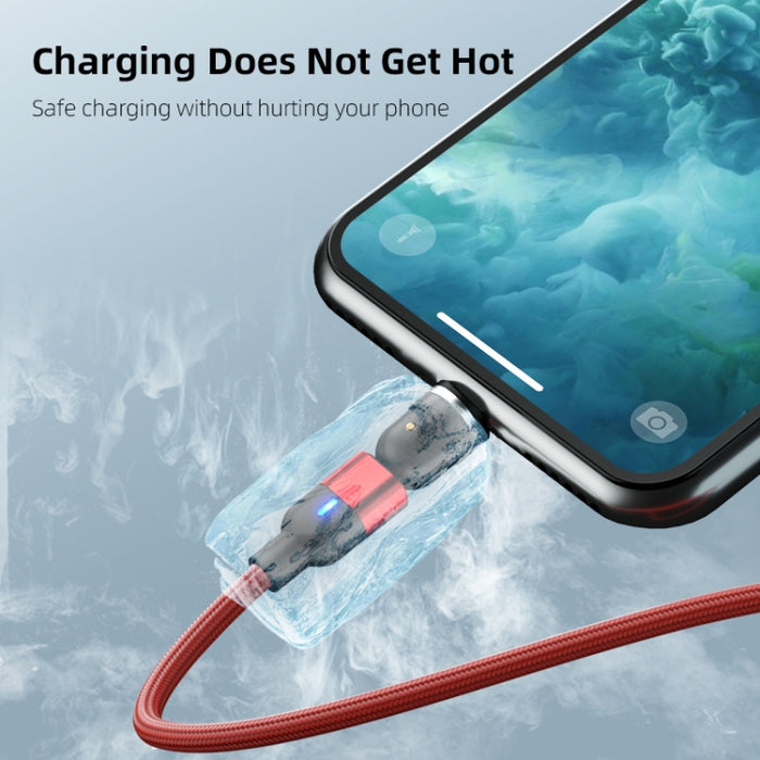 2m 3A Salida 3 en 1 USB a 8 pines + USB-C / Type-C + Micro USB Cable de carga de sincronización de datos magnético giratorio de 540 grados