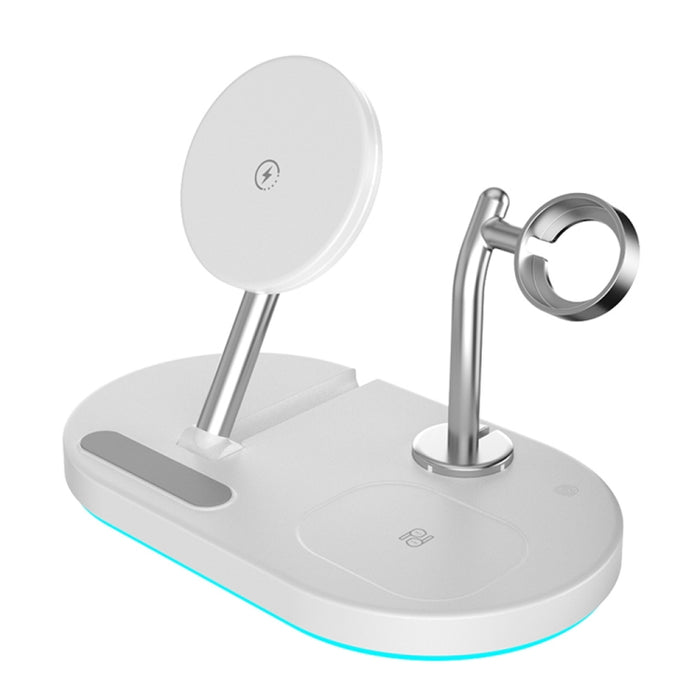 S20 4 en 1 Cargador Inalámbrico Magnético Multifuncional de 15W con Luz Nocturna y Soporte para Teléfonos Móviles/AirPods